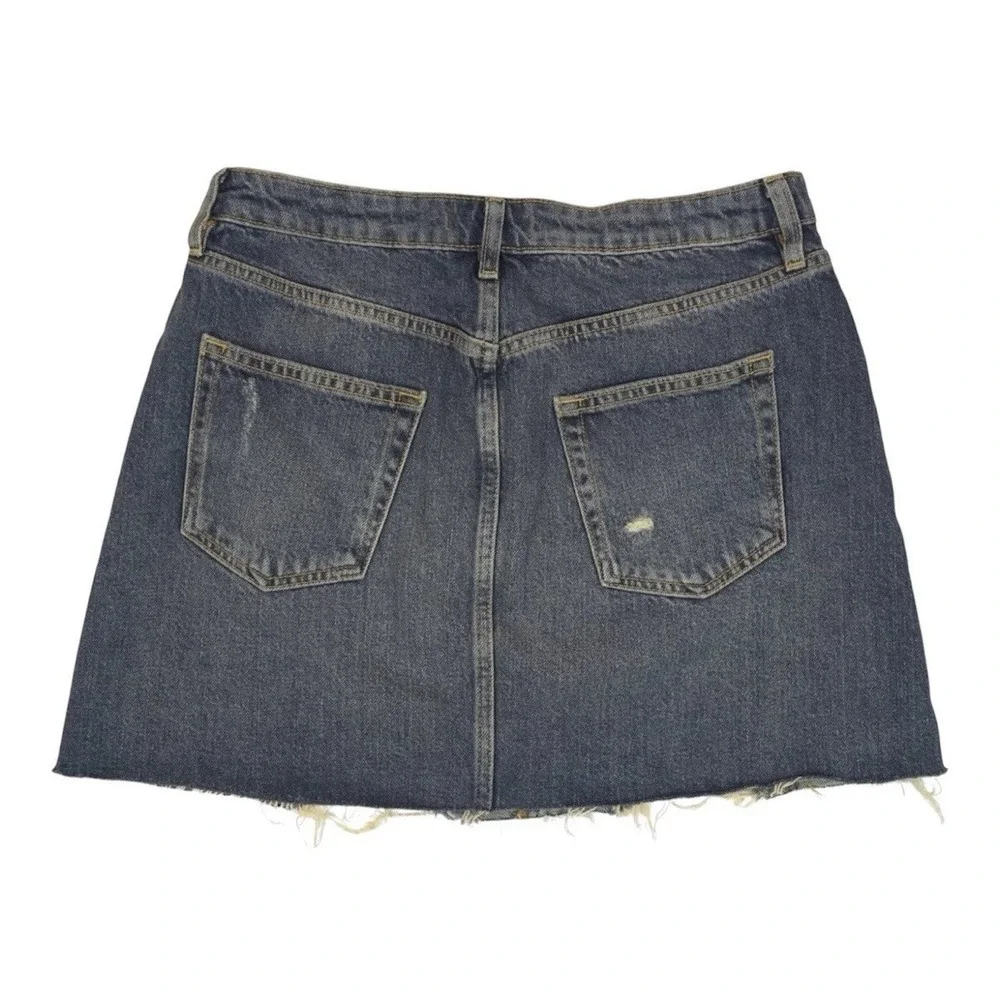 Free People We The Free Denim Mini Skirt Button Fly Raw Hem‎ Boho Festival 31